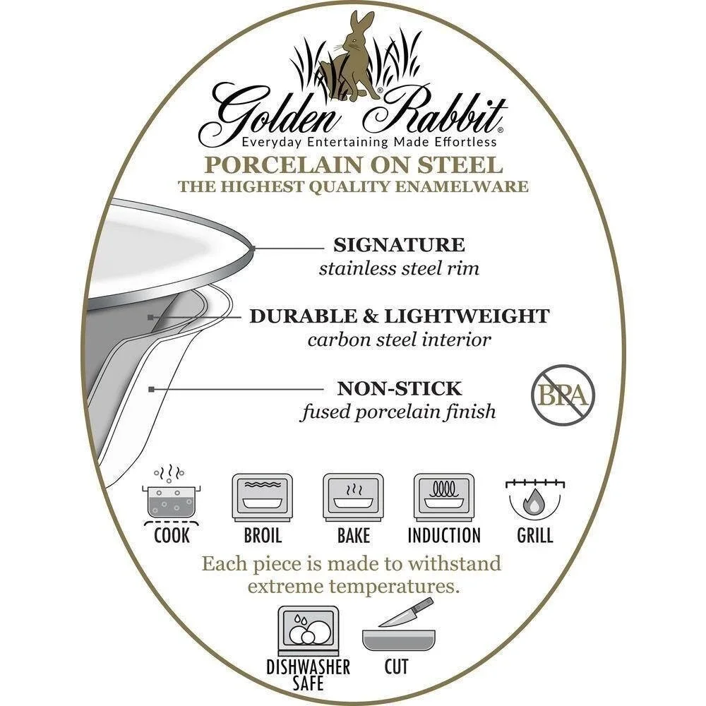 New 2 Golden Rabbit Enamelware Fly Fishing Sandwich Plates